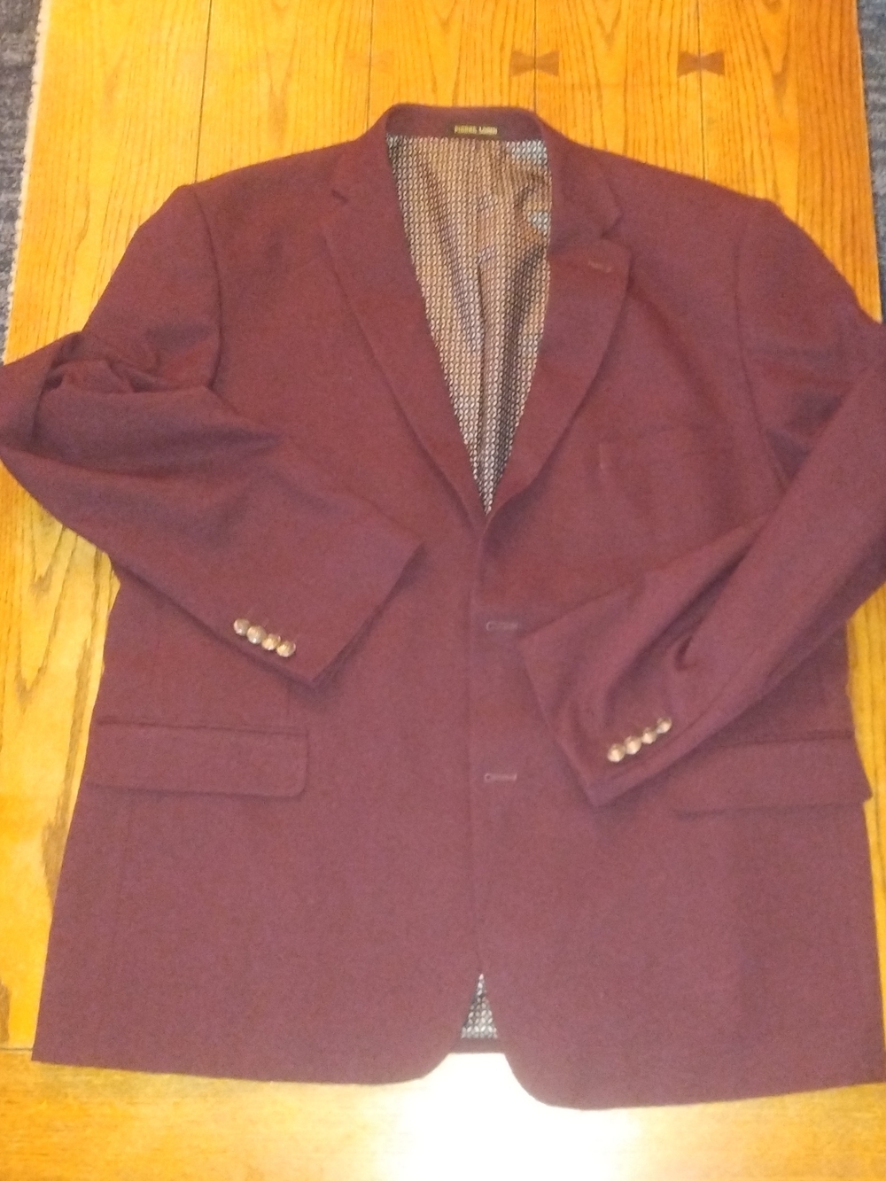 Pierre Loren Superior 150's Tailored Burgundy Blazer 46R